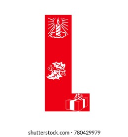 Red colored Christmas alphabet 