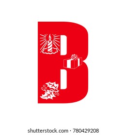 Red colored Christmas alphabet B