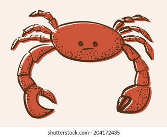 red colored crab abstract vector illustration
