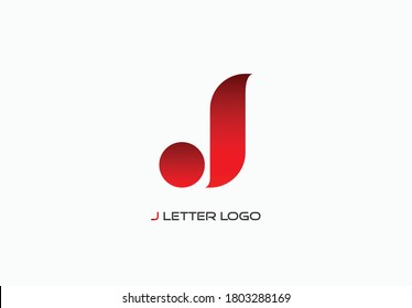 Red colored creative capital letter J logo design, vector illustration on white background