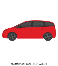 
A red colored family hatchback vehicle to carry siblings  
