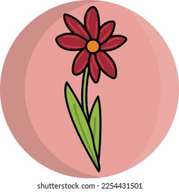 Red colored flower. EPS File. Vector drawing of a flower.