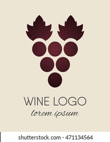 Red colored grapes logo. Wine or vine logotype icon. Brand design element for organic wine, wine list, menu, liquor store, selling alcohol, wine company. Vector illustration.