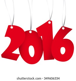 red colored hang tag numbers for New Year 2016