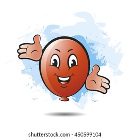 red colored happy balloon cartoon-vector drawing