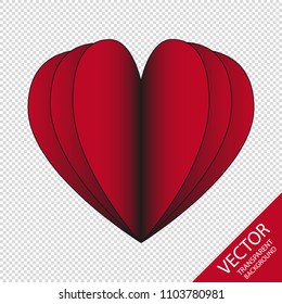 Red Colored Heart Shapes - Vector Illustration - Isolated On Transparent Background