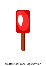 Red colored ice cream isolated on white background with space on bottom and top for text. Simple ice cream clipart.