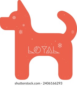 Red colored icon of the dog, in Swedish folk art style, with elements from Dalarna region in Sweden, showcasing Swedish folk heritage. Part of a Chinese Zodiac set in Swedish folk art style.