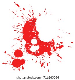 red colored ink stain on white background, vector illustration
