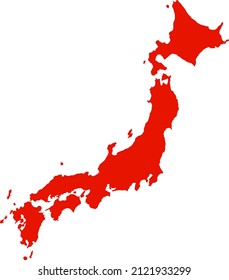 Red colored Japan outline map. Political japanese map. Vector illustration map.