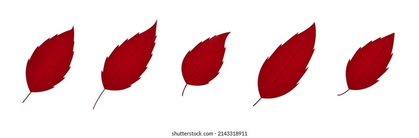 Red colored leaf icon. Filled leaf silhouette glyph.