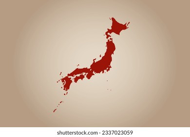 Diseño de mapas de color rojo aislado en el fondo plano del país Japón para su diseño - ilustración vectorial