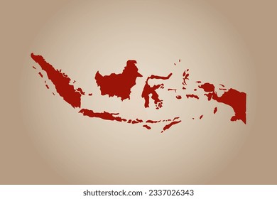 rotes farbiges Kartendesign einzeln auf einfarbigem Hintergrund des Landes Indonesien für Ihr Design - Vektorgrafik