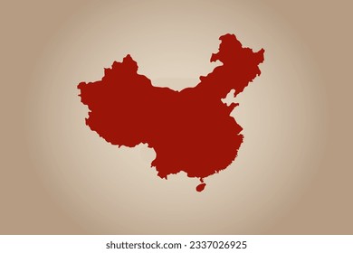 Red colored map design isolated on plain background of the country China for your design - vector illustration