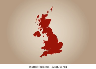 Red colored map design isolated on plain background of the country United Kingdom for your design - vector illustration
