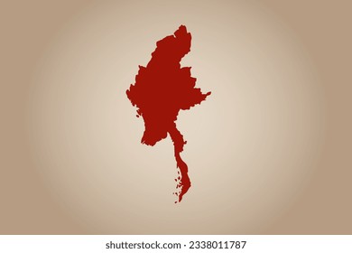 Red colored map design isolated on plain background of the country Myanmar for your design - vector illustration