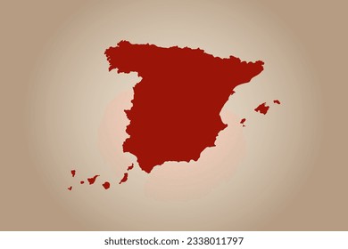 Diseño de mapas de color rojo aislado en el fondo plano del país España para su diseño - ilustración vectorial