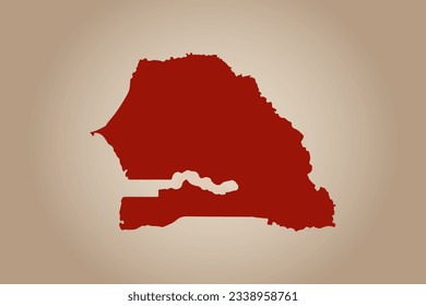 Red colored map design isolated on plain background of the country Senegal for your design - vector illustration
