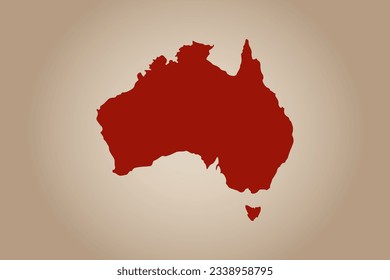 Diseño de mapas de color rojo aislado en el fondo plano del país Australia para su diseño - ilustración vectorial