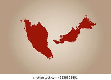 Red colored map design isolated on plain background of the country Malaysia for your design - vector illustration