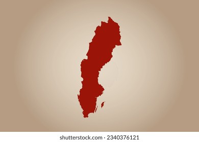 Red colored map design isolated on plain background of the country Sweden for your design - vector illustration