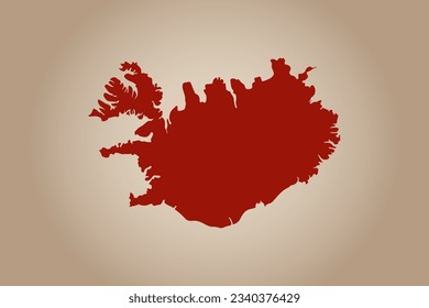 Red colored map design isolated on plain background of the country Iceland for your design - vector illustration