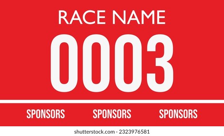 Red colored marathon number bib isolated on white.