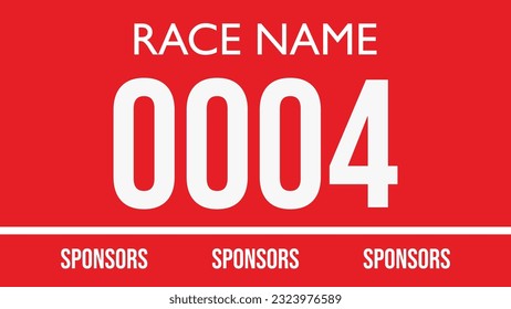 Red colored marathon number bib isolated on white.