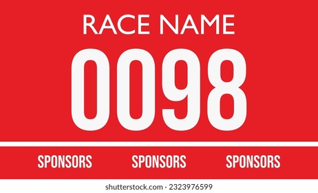 Red colored marathon number bib isolated on white.