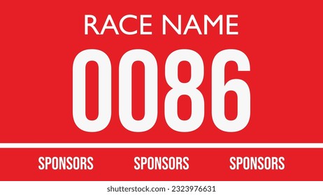 Red colored marathon number bib isolated on white.