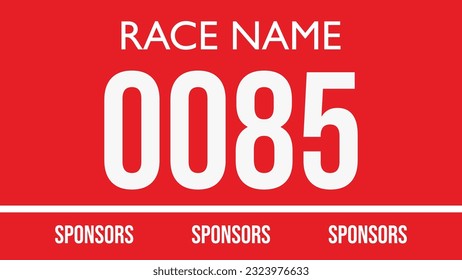 Red colored marathon number bib isolated on white.