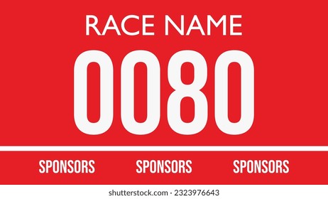 Red colored marathon number bib isolated on white.