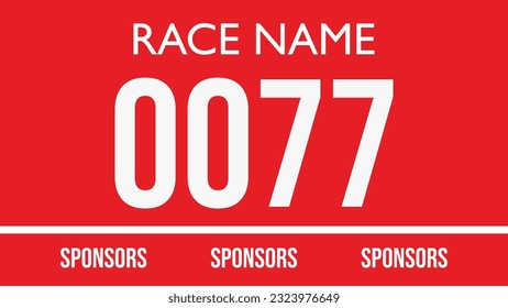 Red colored marathon number bib isolated on white.