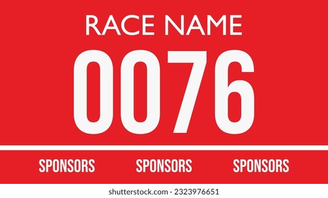 Red colored marathon number bib isolated on white.