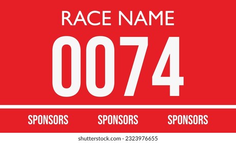 Red colored marathon number bib isolated on white.