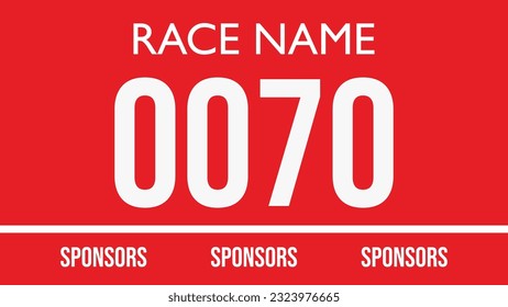 Red colored marathon number bib isolated on white.