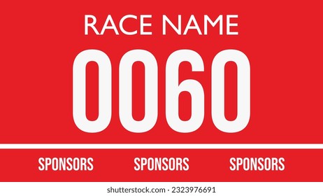 Red colored marathon number bib isolated on white.