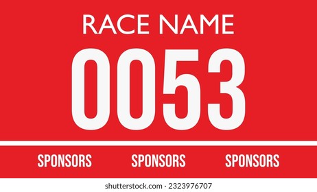 Red colored marathon number bib isolated on white.