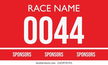 Red colored marathon number bib isolated on white.