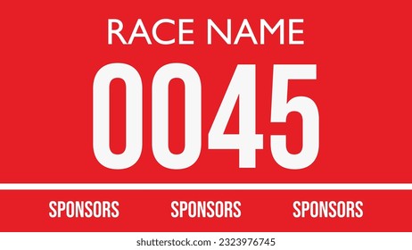 Red colored marathon number bib isolated on white.