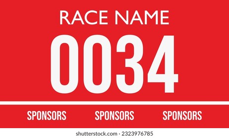Red colored marathon number bib isolated on white.