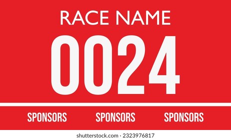 Red colored marathon number bib isolated on white.