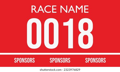 Red colored marathon number bib isolated on white.