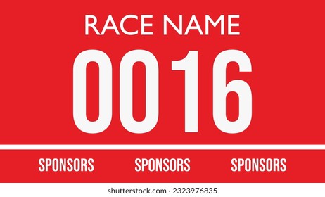 Red colored marathon number bib isolated on white.