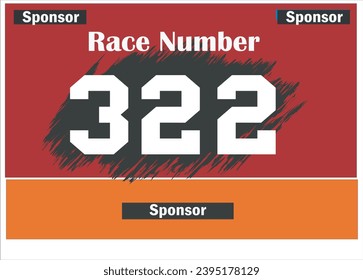 Red colored marathon number bib isolated on white.