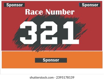 Red colored marathon number bib isolated on white.