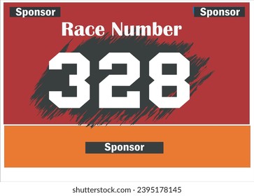 Red colored marathon number bib isolated on white.