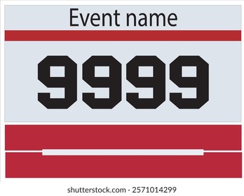Red colored marathon number bib isolated on white.