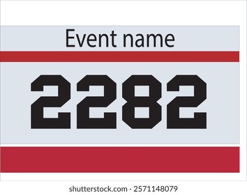 Red colored marathon number bib isolated on white.