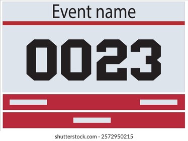 Red colored marathon number bib isolated on white.